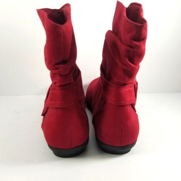 Lower East Side Red Wide Width Faux Suede Boots size 12W S703 - Picture 4 of 6